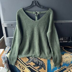 Olive Green Women's Sweater - M